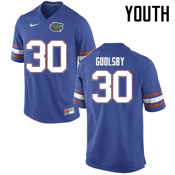 Youth NCAA Florida Gators DeAndre Goolsby #30 Stitched Authentic Nike Blue College Football Jersey WRM3365NK